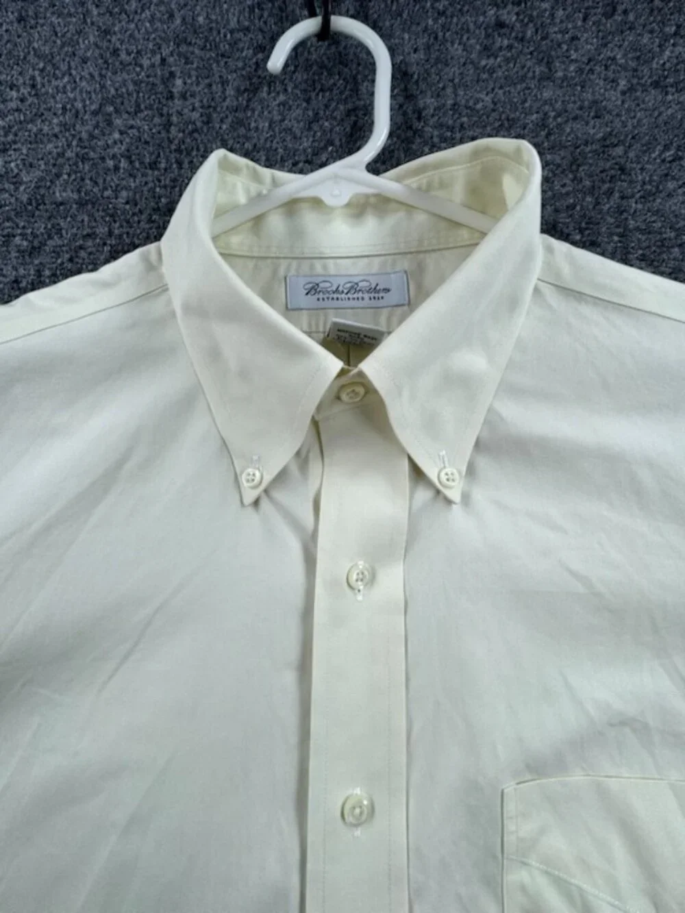 Brooks Brothers Non-Iron Cotton Button-Down 17 34 Yellow Business Pocket Men